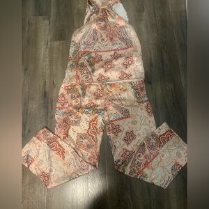 Two Piece Floral Paisley Print Pant Set